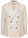 Tagliatore Double-breasted Silk Blazer In Multicolor