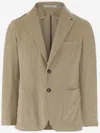 Tagliatore Single-breasted Jacket In Stretch Cotton Velvet In Neutral
