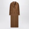 Tagliatore Beige Single-breasted Coat In Angora Blend In Brown