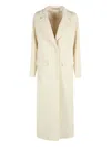 Tagliatore Longline Coat Notched Lapels In Nude