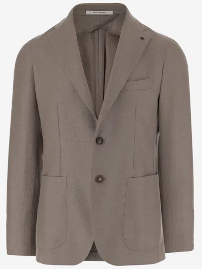 Tagliatore Beige Single Breasted Wool Blazer In Brown