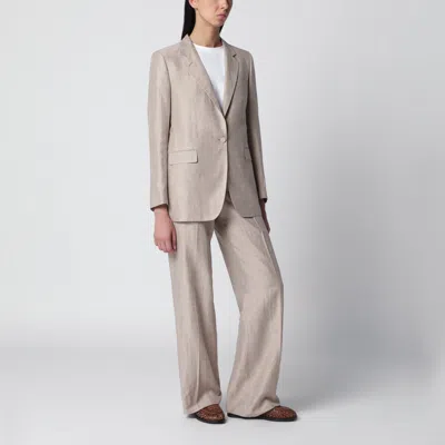 Tagliatore Beige Single-breasted Linen-blend Suit In Brown