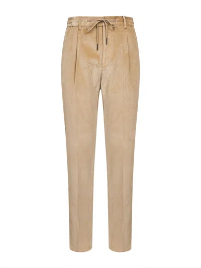 Tagliatore Beige Stretch Corduroy Newman Trousers In Neutral