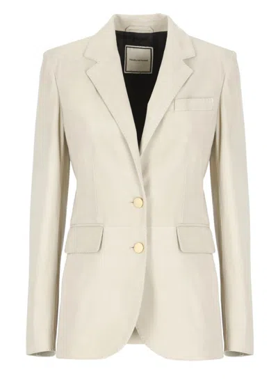 Tagliatore Beige Suede Leather Jacket In Neutral