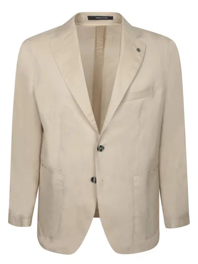 Tagliatore Beige Tailored Blazer With Notch Lapel In Neutrals