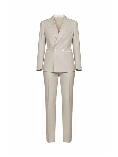 Tagliatore Beige Virgin Wool Bruce Tuxedo Suit In Neutral