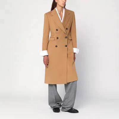 Tagliatore Beige Wool And Cashmere Double-breasted Coat In Brown