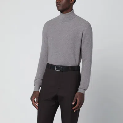 Tagliatore Beige Wool Turtleneck Sweater In Gray