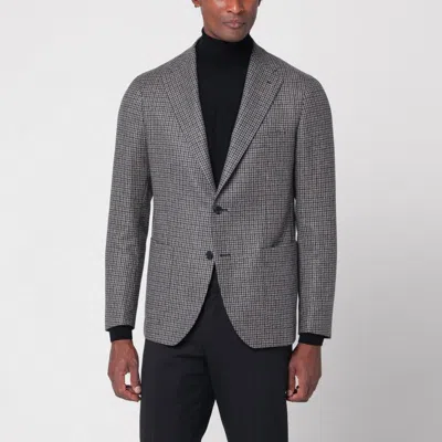 TAGLIATORE BEIGE/GREY HOUNDSTOOTH DOUBLE-BREASTED JACKET