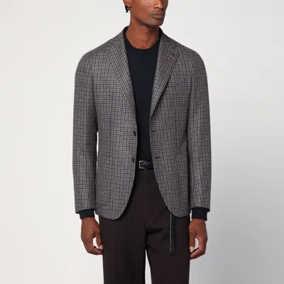 TAGLIATORE TAGLIATORE BEIGE/LIGHT BLUE PATTERNED SINGLE-BREASTED JACKET