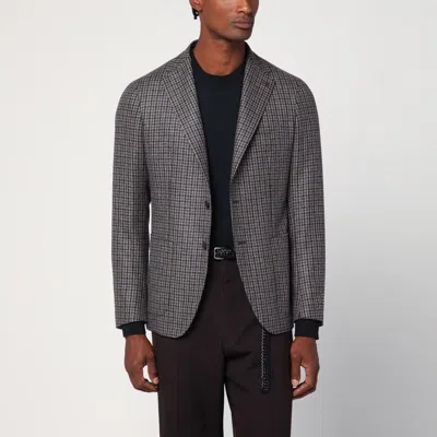TAGLIATORE TAGLIATORE  BEIGE/LIGHT BLUE PATTERNED SINGLE-BREASTED JACKET