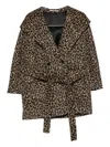 Tagliatore Belted Animal-pattern Coat In Multi