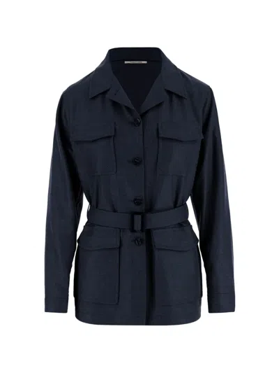 Tagliatore Belted Button-up Jacket In Multi