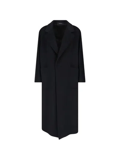 Tagliatore Belted Cashmere Coat In Black
