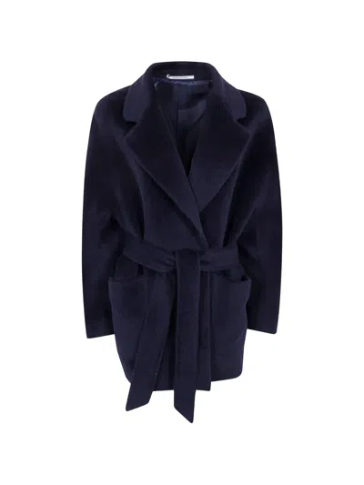 Tagliatore Belted Coat In Blue