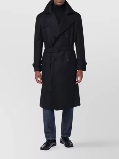 TAGLIATORE BELTED COAT WITH EPAULETTES AND STORM FLAP