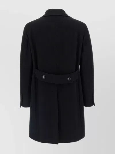 Tagliatore Belted Coat With Lapels And Pockets In Black