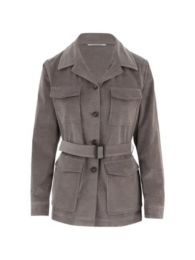 Tagliatore Belted Corduroy Jacket In Multi
