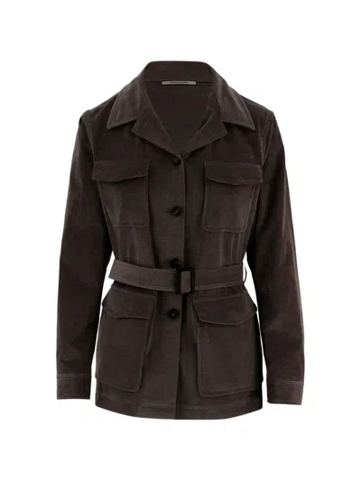 Tagliatore Belted Corduroy Jacket In Multi