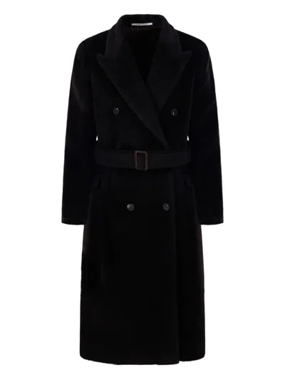 Tagliatore Belted Double-breasted Coat In Black
