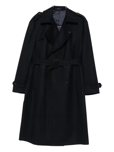 Tagliatore Belted Double-breasted Coat In Black