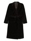 Tagliatore Waist Belted Lapel Buttoned Jacket In Brown