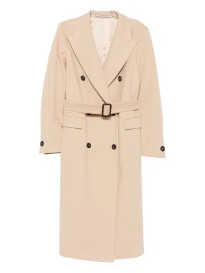 Tagliatore Belted Double-breasted Coat In Neutral
