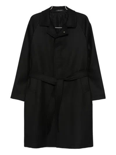 Tagliatore Belted Raglan-sleeve Coat In Black