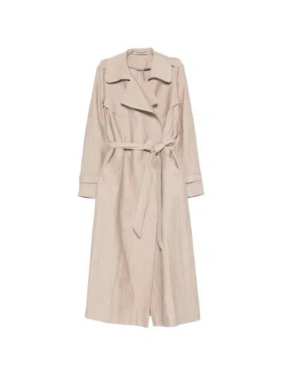 Tagliatore Belted Storm-flap Coat In Neutral