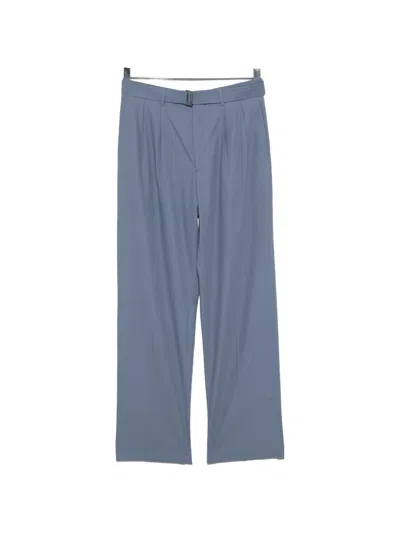 Tagliatore Belted Straight-leg Trousers In Blue