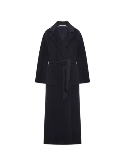 Tagliatore Belted Wool Coat In Blue