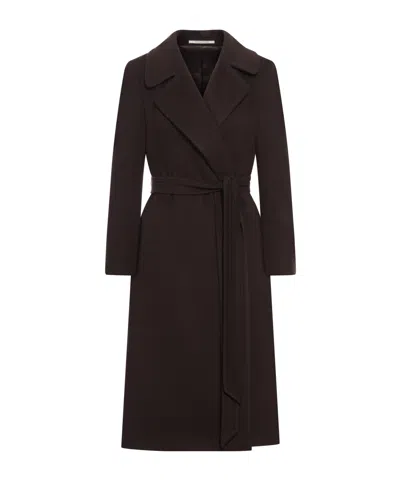 Tagliatore Belted Wool Coat In Brown
