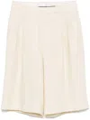 Tagliatore Tailored Beige Linen Shorts With Pleated Front In Beige