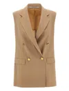 Tagliatore Bernice Double-breasted Sleeveless Blazer In Brown