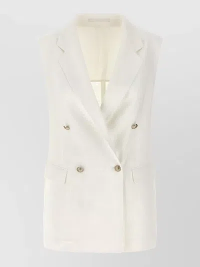Tagliatore Bernice Double Breasted Vest Notch Lapels In White
