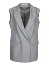 Tagliatore Pinstriped Double-breasted Tailored Vest In Grey