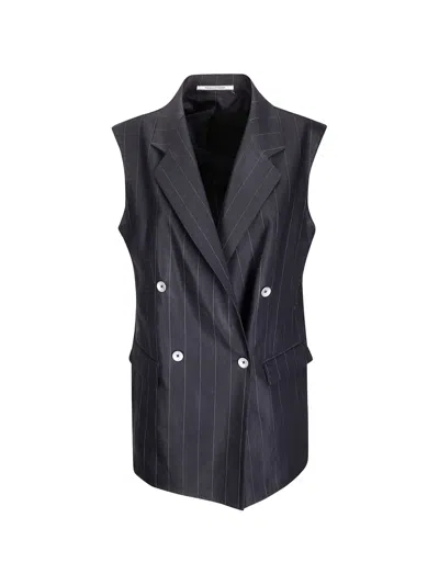 Tagliatore Bernice Pinstriped Double-breasted Waistcoat In Blue