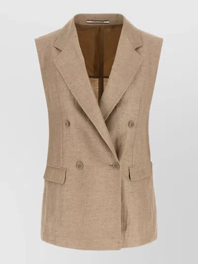 Tagliatore Bernice Double-breasted Flap Pocket Vest In Brown