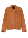 Tagliatore Long Sleeve Leather Jacket In Braun