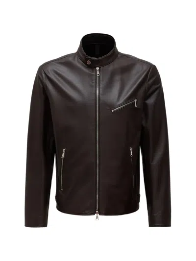 Tagliatore Berry Leather Jacket In Brown