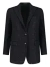 Tagliatore Tailored Black Jacket With Notched Lapel And Textured Fabric In Black