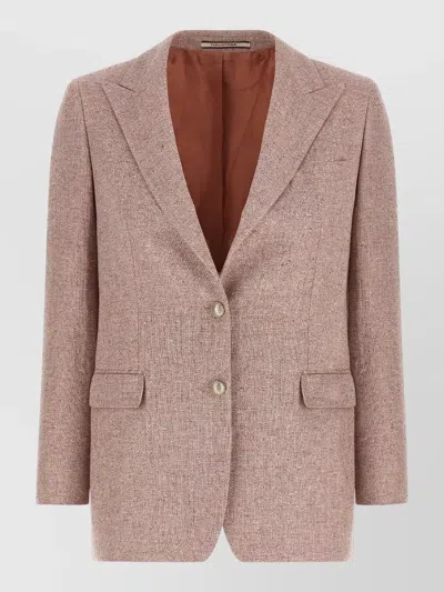 Tagliatore Bertha Blazer Tailored Jacket Notch Lapel In Pink