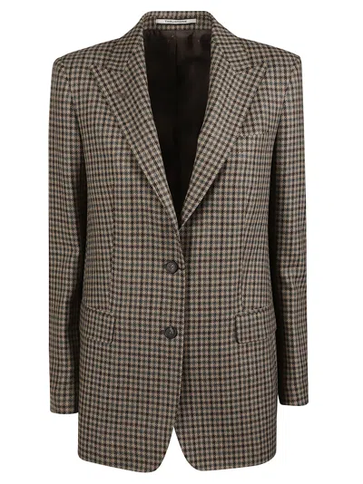 Tagliatore Bertha Houndstooth Virgin Wool Tailored Jacket In Brown