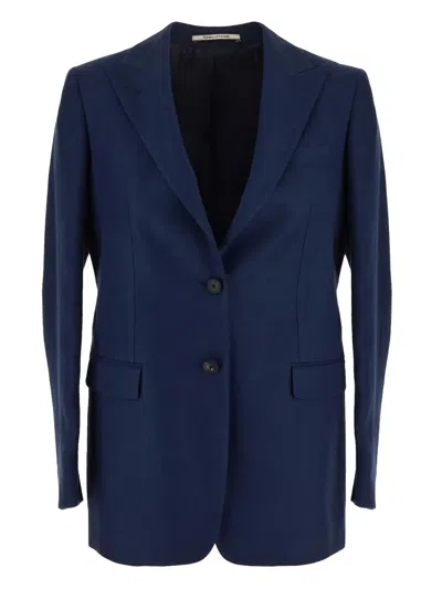 Tagliatore Bertha Linen Blazer In Blue