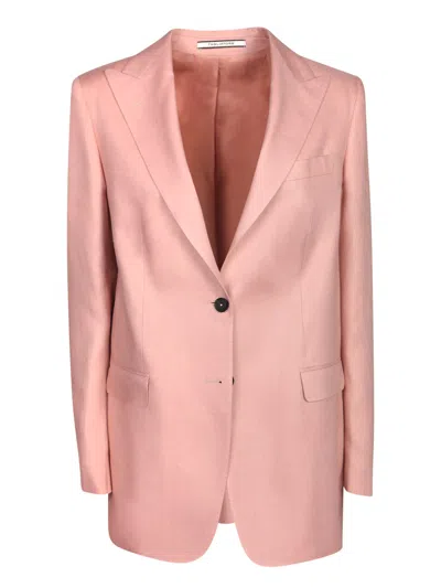 TAGLIATORE BERTHA LINEN JACKET IN PINK