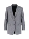 Tagliatore Check Pattern Notch Lapel Front Pockets Blazer In Black