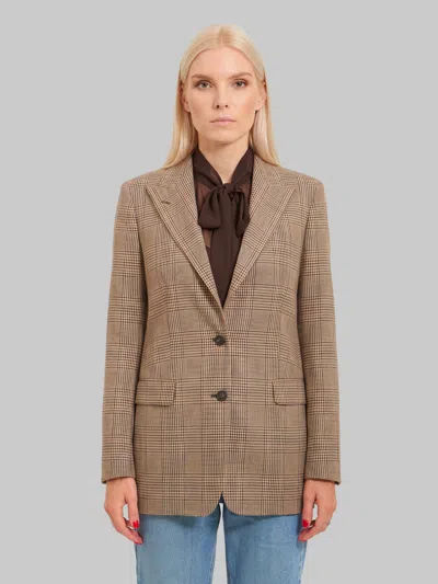 Tagliatore Prince Of Wales Check Single-breasted Jacket In Brown