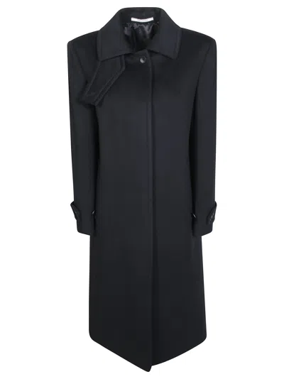 Tagliatore Bethany Long Asymmetrical Coat In Black