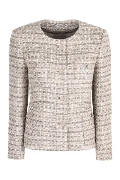 Tagliatore Beverly Boucle Jersey Single-breasted Jacket In Grey