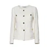 Tagliatore Beverly Crew Neck Jacket In Cream Cotton Tweed